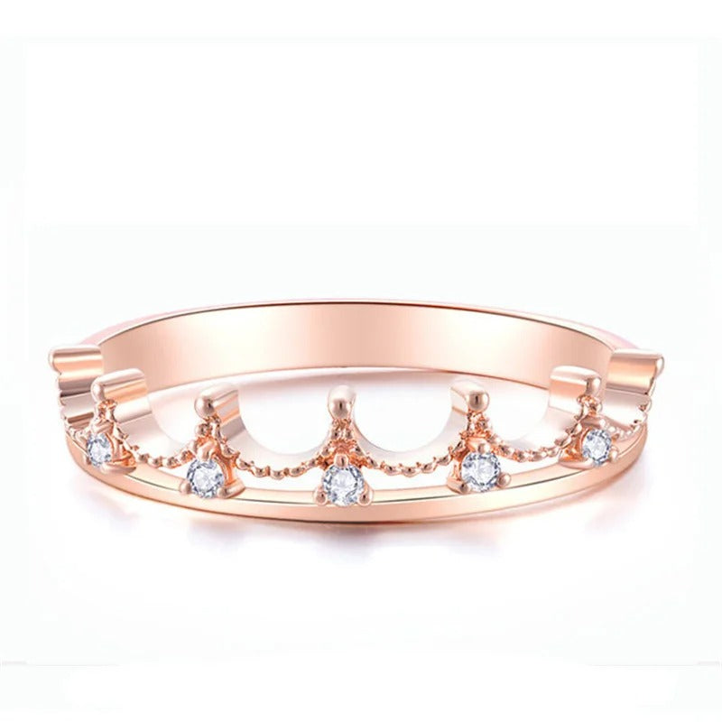 Princess Crown Couple Ring with Unique Design