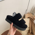 Furry Teddy Wool Sponge Cake Platform Slippers