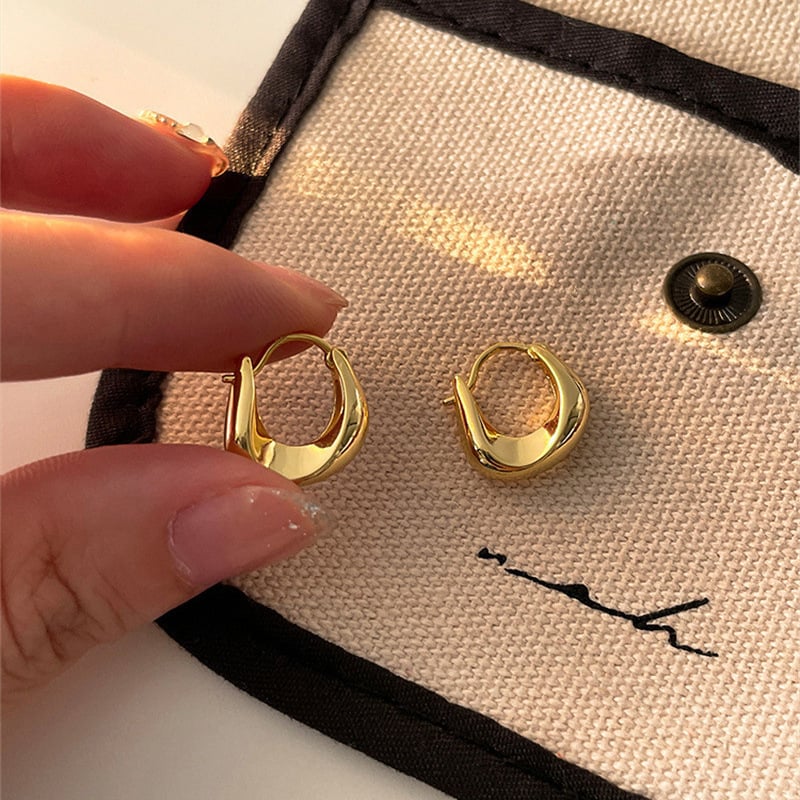 Glossy Metal Irregular Geometric Earrings