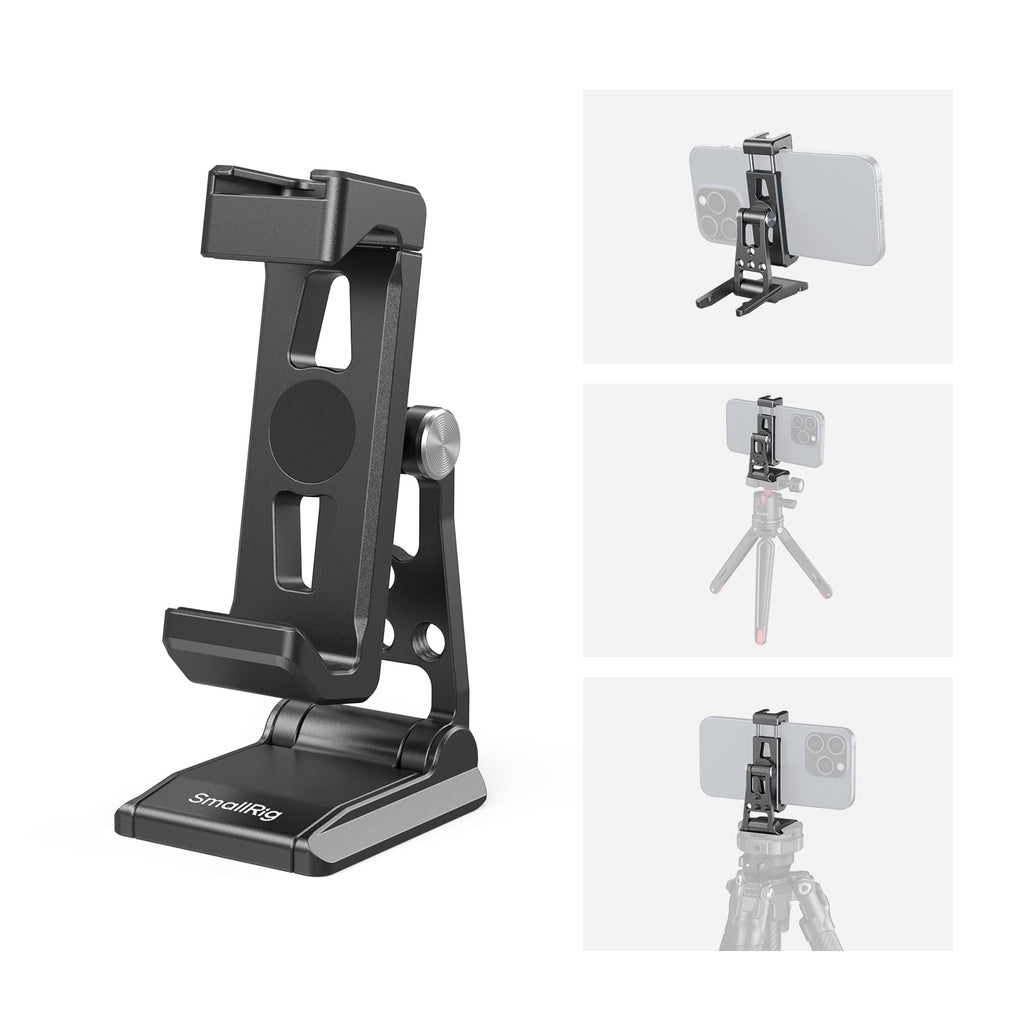 SmallRig Metal Phone Tripod Mount with Quick Release Adapter for Arca and Cold Shoes Universal Cell Phone Stand for Desk for DJI RS 3 mini Stabilizer for iPhone - 4611